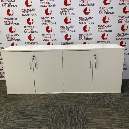 White Desk High Credenza
