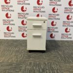 White Wooden 2 Drawer Slimline Under Desk Pedestal