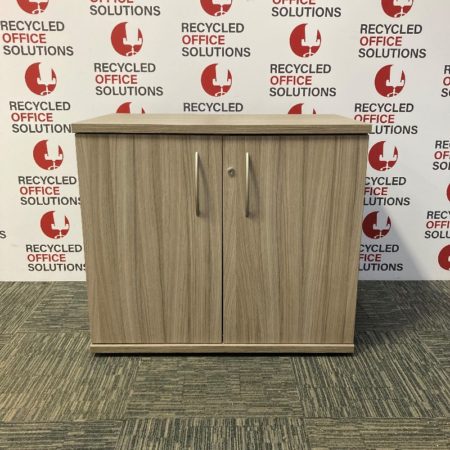 Desk High Grey Wood 2 Door Cupboard