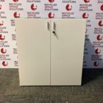 White Wooden 2 Door Half Height Cupboard with Glass Top
