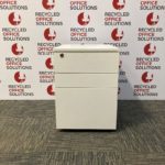 White Wooden 3 Drawer Pedestal - No Handles