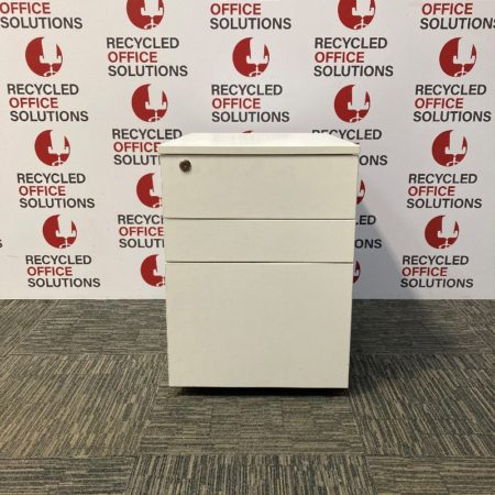 White Wooden 3 Drawer Pedestal - No Handles