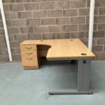 Large Beech LH 160cm Desk with Built-in Pedestal