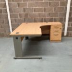 Large Beech RH 160cm Desk with Built-in Pedestal