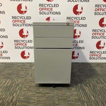 Grey Metal Slimline 3 Drawer Pedestal