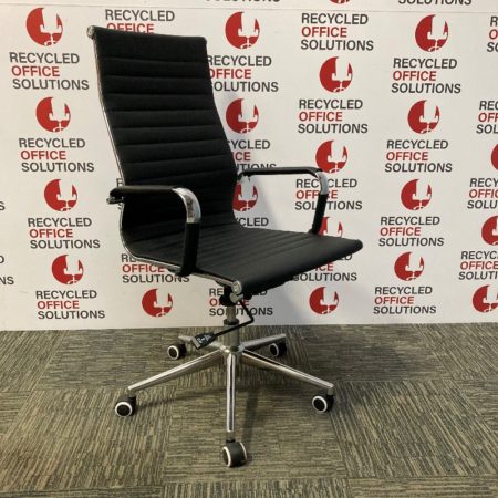 Black Leather Effect 'Eames' Style High Back Task Chair