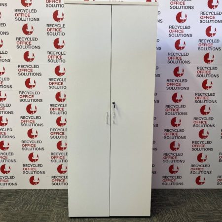 Tall White Wooden 2 Door Storage Unit - Type 1