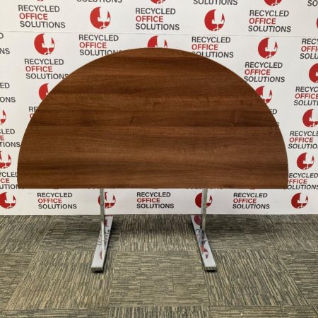 Semi-Circular Walnut Flip Top Table