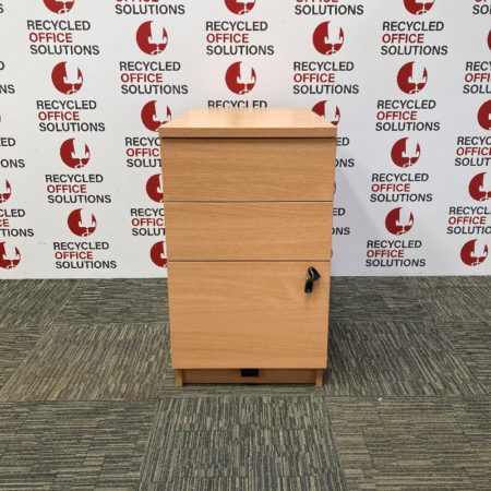 Beech Desk High 3 Drawer Pedestal
