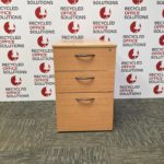 Oak Desk High 3 Drawer Pedestal - Dark Grey Handle