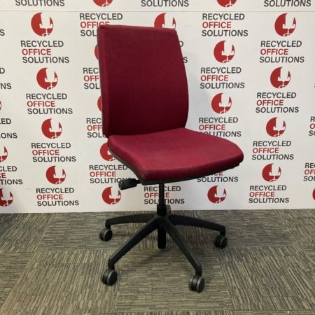 Burgundy Fabric Operator Chair - without Arms