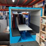 6-Person Blue & Grey Meeting Booth