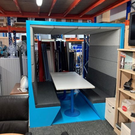 6-Person Blue & Grey Meeting Booth