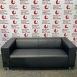 IKEA 'Klippan' Black Leather Effect 2 Seater Reception Sofa