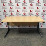 Oak Effect 160cm Straight Desk with Grey Cantilever Legs
