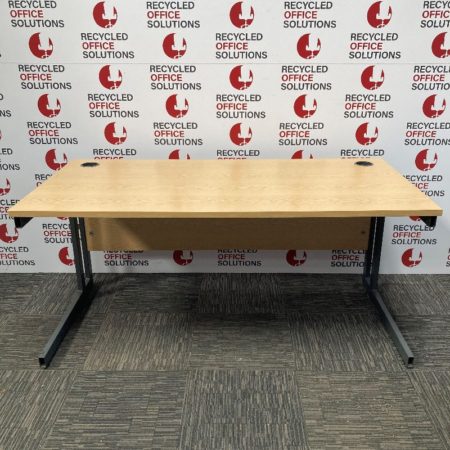 Oak Effect 160cm Straight Desk with Grey Cantilever Legs