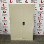Mid Height Grey Metal 2 Door Cupboard