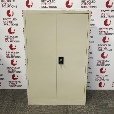 Mid Height Grey Metal 2 Door Cupboard