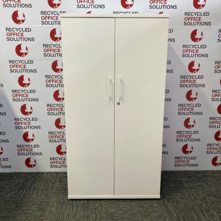 White Wooden 2 Door Storage Unit - Mid Height