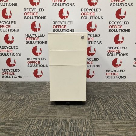 White Metal 3 Drawer Slimline Under Desk Pedestal - Type C
