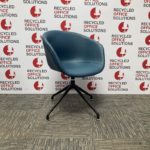 Blue Leather Effect Swivel Tub Chair