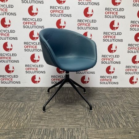 Blue Leather Effect Swivel Tub Chair