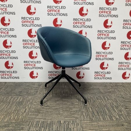 Blue Leather Effect Swivel Tub Chair