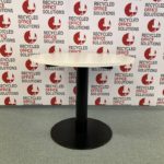 White 90cm Round Table with Black Base