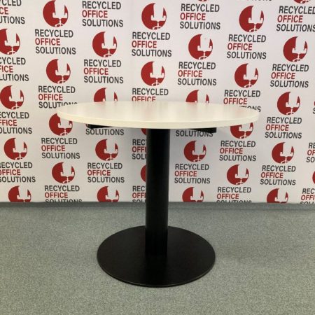 White 90cm Round Table with Black Base