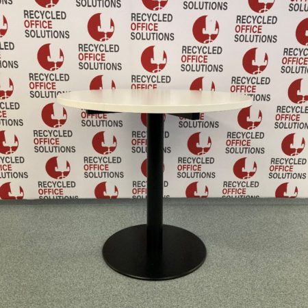 White 80cm Round Table with Black Base
