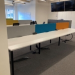 Bank of 6 Light Grey 140cm Desks - with Screens