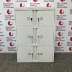 Set of 6 White Metal Lockers