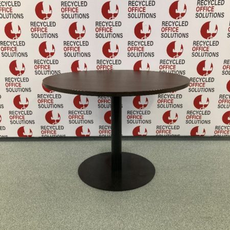 Dark Walnut Round Table - 100cm with Black Base