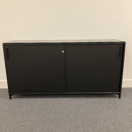 Black Shallow Credenza with Glass Top