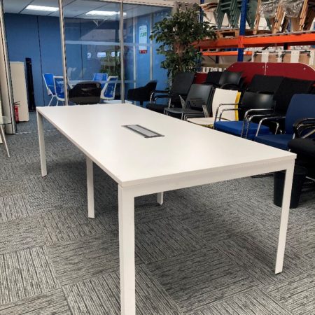 White 'Herman Miller' Meeting Table with Console