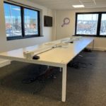 White 'Herman Miller' Bank of 6 140cm Desks