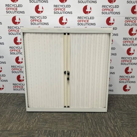 Half Height White 2 Door Tambour Unit