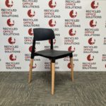 Black Plastic Static Meeting Room Chair with Light Wooden Legs