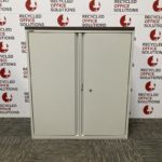 Light Grey Half Height Cupboard with Rustic Walnut Top