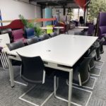 White Meeting Table with Grey Goalpost Legs