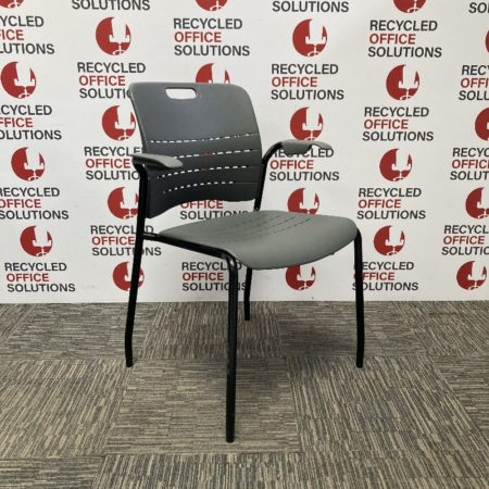 Grey Plastic 'Senator' Stacking Chair with Black Frame