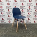 Blue 'Eiffel' Style Plastic Canteen Chair/Stool -Type 1