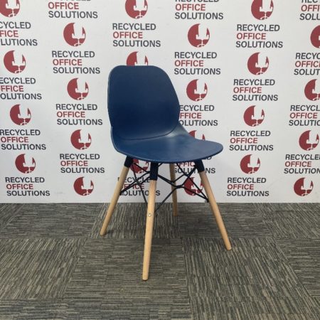 Blue 'Eiffel' Style Plastic Canteen Chair/Stool -Type 1