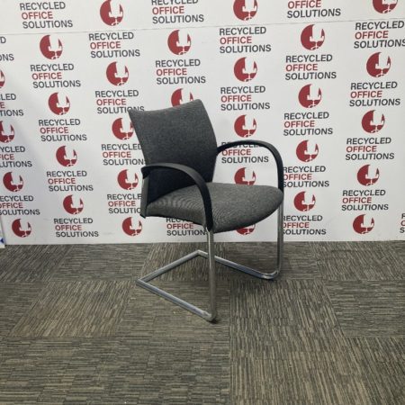 Grey Fabric Stacking Chair with Metal Legs