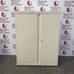 White Metal Wood Top Half Size Cupboard