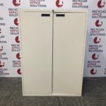 White Metal Cupboard with Plastic Hatches