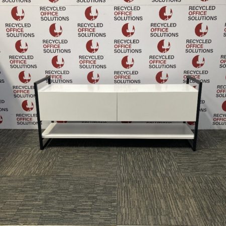 White Coffee Table with Black Metal Legs