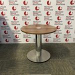 Walnut Effect Round Table with Metal Base