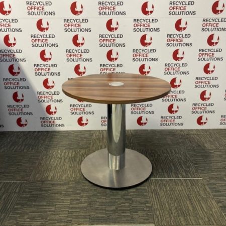 Walnut Effect Round Table with Metal Base