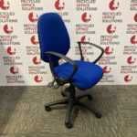 Blue Fabric Operator Chair with Loop Arms